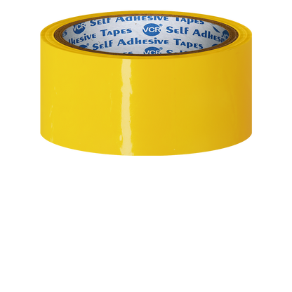 VCR Yellow Color Tape - 50 Meters in Length - 36mm / 1.5" Width - BOPP Self Adhesive Tape for Arts and Craft use, Box Packing, Office and Home use