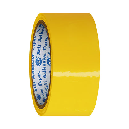 VCR Yellow Color Tape - 50 Meters in Length - 36mm / 1.5" Width - BOPP Self Adhesive Tape for Arts and Craft use, Box Packing, Office and Home use