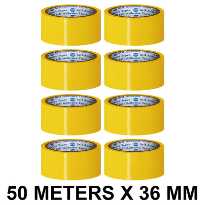 VCR Yellow Color Tape - 50 Meters in Length - 36mm / 1.5" Width - BOPP Self Adhesive Tape for Arts and Craft use, Box Packing, Office and Home use