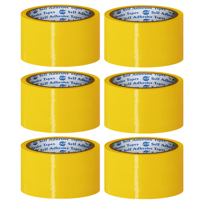 VCR Yellow Color Tape - 50 Meters in Length - 48mm / 2" Width - BOPP Self Adhesive Tape for Arts and Craft use, Box Packing, Office and Home use