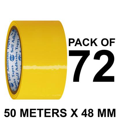 VCR Yellow Color Tape - 50 Meters in Length - 48mm / 2" Width - BOPP Self Adhesive Tape for Arts and Craft use, Box Packing, Office and Home use
