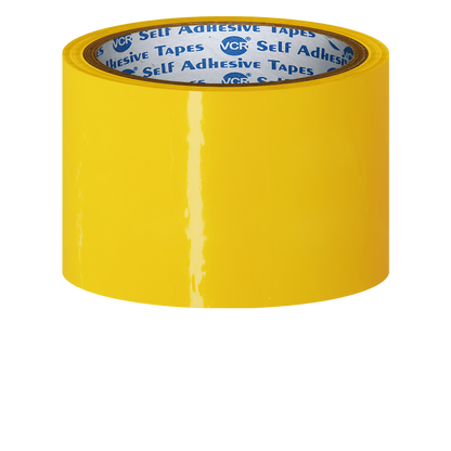VCR Yellow Color Tape - 50 Meters in Length - 60mm / 2.5" Width - BOPP Self Adhesive Tape for Arts and Craft use, Box Packing, Office and Home use