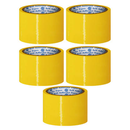 VCR Yellow Color Tape - 50 Meters in Length - 60mm / 2.5" Width - BOPP Self Adhesive Tape for Arts and Craft use, Box Packing, Office and Home use