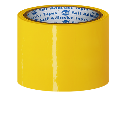 VCR Yellow Color Tape - 50 Meters in Length - 72mm / 3" Width - BOPP Self Adhesive Tape for Arts and Craft use, Box Packing, Office and Home use