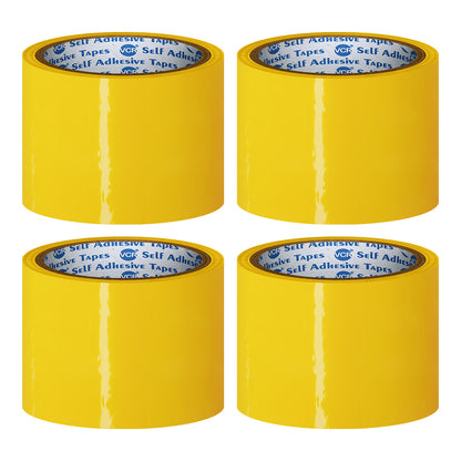 VCR Yellow Color Tape - 50 Meters in Length - 72mm / 3" Width - BOPP Self Adhesive Tape for Arts and Craft use, Box Packing, Office and Home use