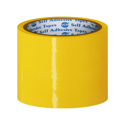VCR Yellow Color Tape - 50 Meters in Length - 96mm / 4" Width - BOPP Self Adhesive Tape for Arts and Craft use, Box Packing, Office and Home use