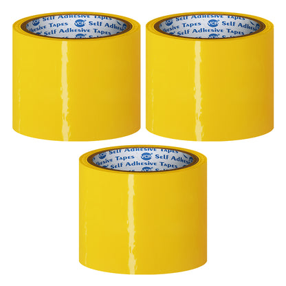 VCR Yellow Color Tape - 50 Meters in Length - 96mm / 4" Width - BOPP Self Adhesive Tape for Arts and Craft use, Box Packing, Office and Home use