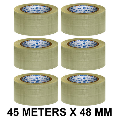 VCR Cross Filament Tape - 45 Meters in Length - 48mm / 2" Width - Strong tape for Packing Heavy Items, Durable in Nature, Used for Heavy Industrial Goods Packing.