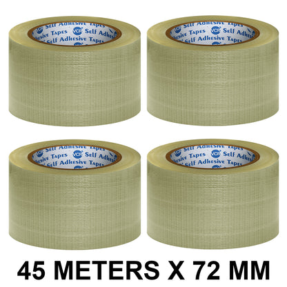 VCR Cross Filament Tape - 45 Meters in Length - 72mm / 3" Width - Strong tape for Packing Heavy Items, Durable in Nature, Used for Heavy Industrial Goods Packing.
