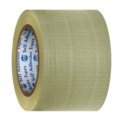 VCR Cross Filament Tape - 45 Meters in Length - 96mm / 4" Width - Strong tape for Packing Heavy Items, Durable in Nature, Used for Heavy Industrial Goods Packing.
