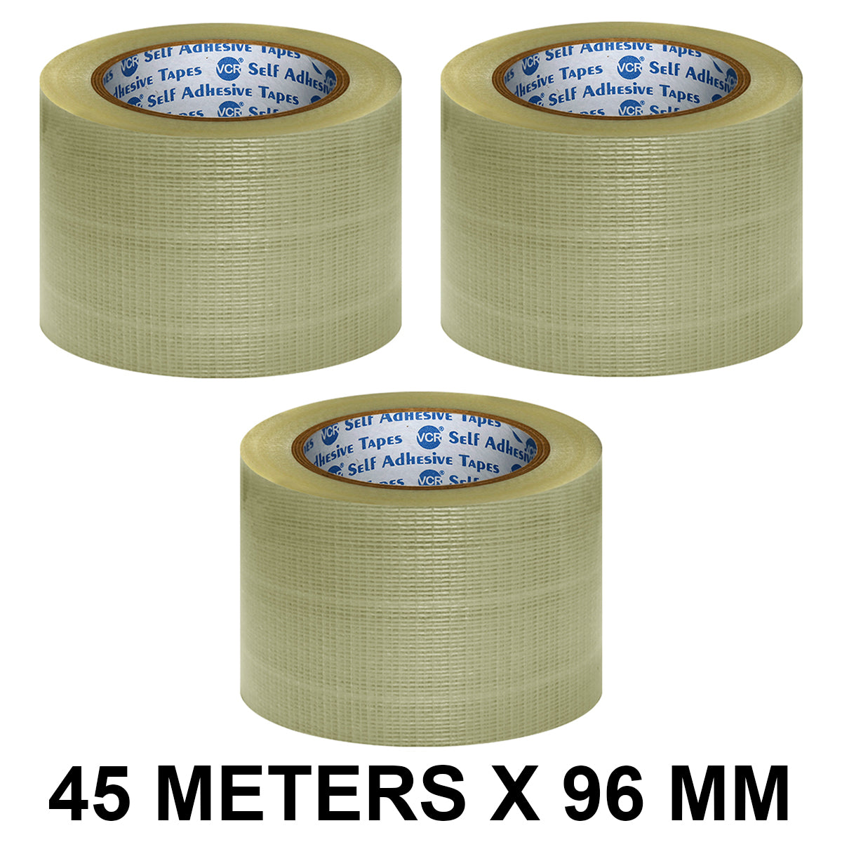 VCR reinforced filament tape with self adhesive backing 45m x 96 mm