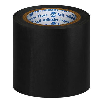 VCR Black Floor Marking Tape - 18 Meters in Length 120mm / 05" Width - Waterproof Social Distancing lane Marking Tape for Safety, Hazard and Caution Warnings