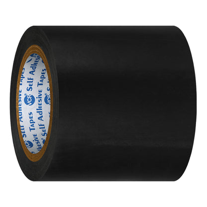 VCR Black Floor Marking Tape - 18 Meters in Length 120mm / 05" Width - Waterproof Social Distancing lane Marking Tape for Safety, Hazard and Caution Warnings