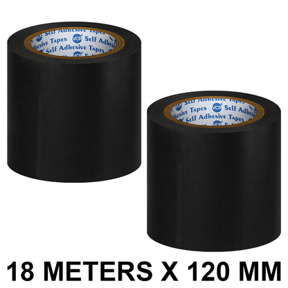 VCR Black Floor Marking Tape - 18 Meters in Length 120mm / 05" Width - Waterproof Social Distancing lane Marking Tape for Safety, Hazard and Caution Warnings