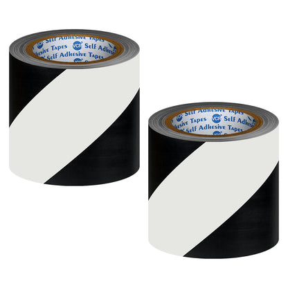 VCR Black & White Floor Marking Tape - 18 Meters in Length 120mm / 05" Width - Waterproof Social Distancing lane Marking Tape for Safety, Hazard and Caution Warnings