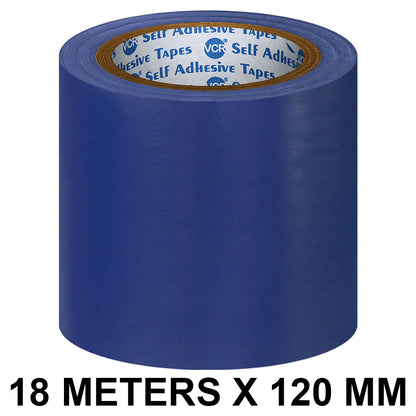VCR Blue Floor Marking Tape - 18 Meters in Length 120mm / 05" Width - Waterproof Social Distancing lane Marking Tape for Safety, Hazard and Caution Warnings