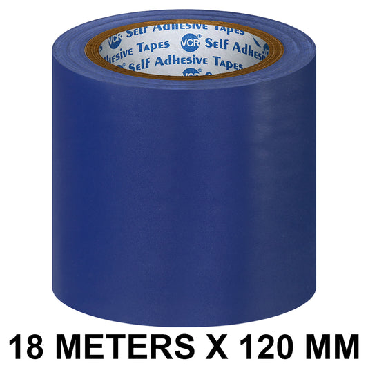 VCR Blue Floor Marking Tape - 18 Meters in Length 120mm / 05" Width - Waterproof Social Distancing lane Marking Tape for Safety, Hazard and Caution Warnings