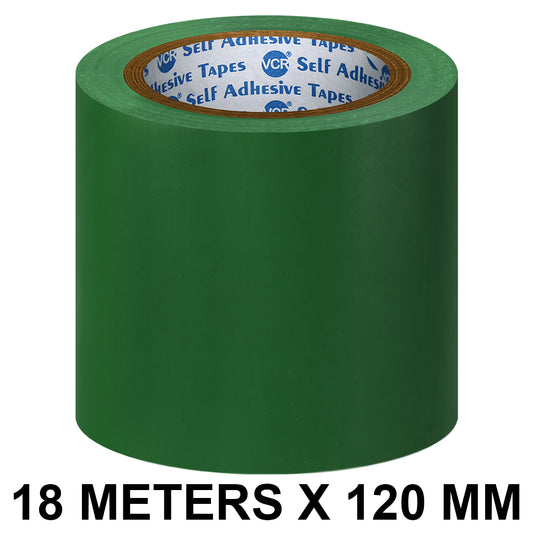 VCR Green Floor Marking Tape - 18 Meters in Length 120mm / 05" Width - Waterproof Social Distancing lane Marking Tape for Safety, Hazard and Caution Warnings