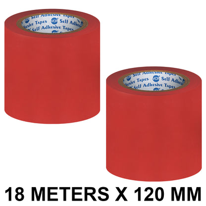 VCR Red Floor Marking Tape - 18 Meters in Length 120mm / 05" Width - Waterproof Social Distancing lane Marking Tape for Safety, Hazard and Caution Warnings