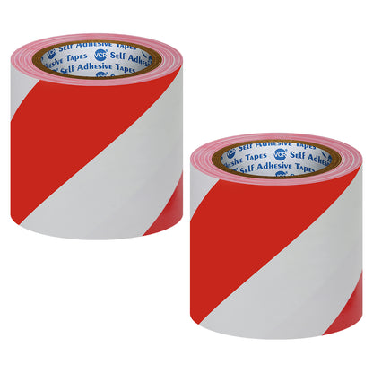 VCR Red & White Floor Marking Tape - 18 Meters in Length 120mm / 05" Width - Waterproof Social Distancing lane Marking Tape for Safety, Hazard and Caution Warnings
