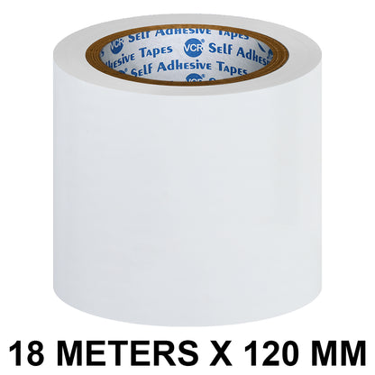 VCR White Floor Marking Tape - 18 Meters in Length 120mm / 05" Width - Waterproof Social Distancing lane Marking Tape for Safety, Hazard and Caution Warning