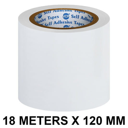 VCR White Floor Marking Tape - 18 Meters in Length 120mm / 05" Width - Waterproof Social Distancing lane Marking Tape for Safety, Hazard and Caution Warning