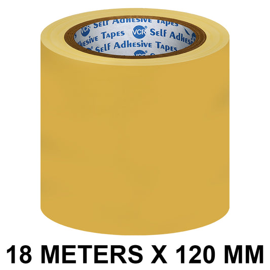 VCR Yellow Floor Marking Tape - 18 Meters in Length 120mm / 05" Width - Waterproof Social Distancing lane Marking Tape for Safety, Hazard and Caution Warnings