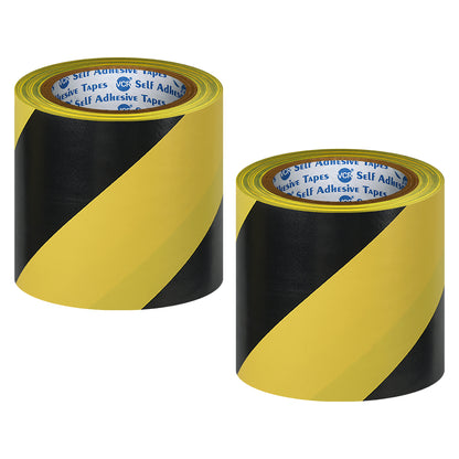 VCR Black & Yellow Floor Marking Tape - 18 Meters in Length 120mm / 05" Width - Waterproof Social Distancing lane Marking Tape for Safety, Hazard and Caution Warnings