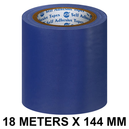 VCR Blue Floor Marking Tape - 18 Meters in Length 144mm / 06" Width - Waterproof Social Distancing lane Marking Tape for Safety, Hazard and Caution Warnings