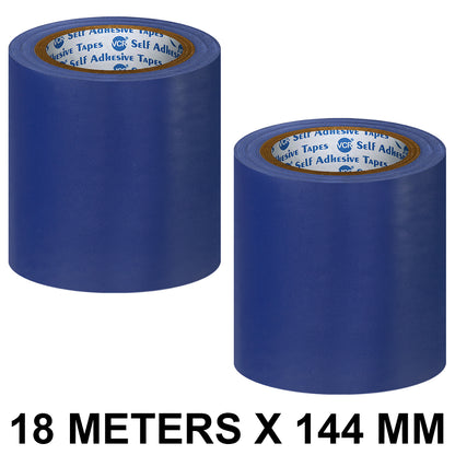 VCR Blue Floor Marking Tape - 18 Meters in Length 144mm / 06" Width - Waterproof Social Distancing lane Marking Tape for Safety, Hazard and Caution Warnings