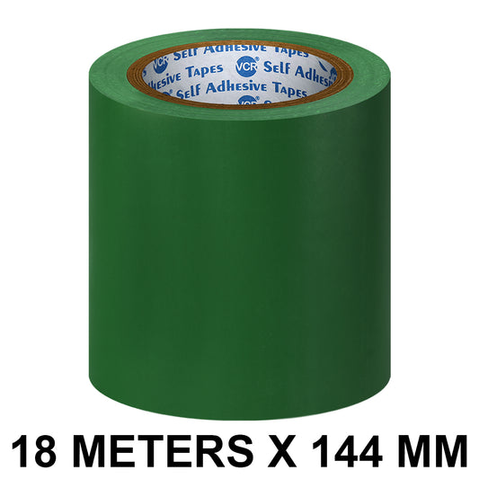 VCR Green Floor Marking Tape - 18 Meters in Length 144mm / 06" Width - Waterproof Social Distancing lane Marking Tape for Safety, Hazard and Caution Warnings