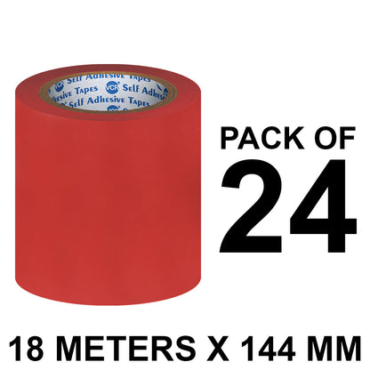 VCR Red Floor Marking Tape - 18 Meters in Length 144mm / 06" Width - Waterproof Social Distancing lane Marking Tape for Safety, Hazard and Caution Warnings