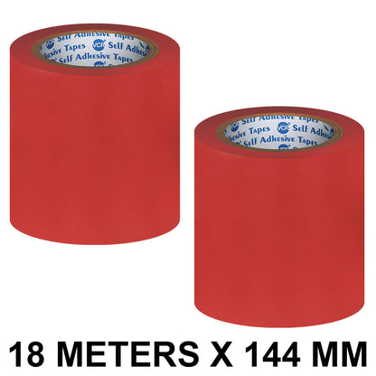 VCR Red Floor Marking Tape - 18 Meters in Length 144mm / 06" Width - Waterproof Social Distancing lane Marking Tape for Safety, Hazard and Caution Warnings