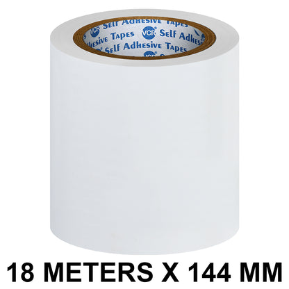 VCR White Floor Marking Tape - 18 Meters in Length 144mm / 06" Width - Waterproof Social Distancing lane Marking Tape for Safety, Hazard and Caution Warnings
