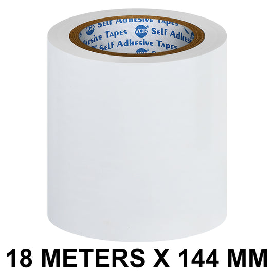 VCR White Floor Marking Tape - 18 Meters in Length 144mm / 06" Width - Waterproof Social Distancing lane Marking Tape for Safety, Hazard and Caution Warnings