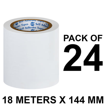 VCR White Floor Marking Tape - 18 Meters in Length 144mm / 06" Width - Waterproof Social Distancing lane Marking Tape for Safety, Hazard and Caution Warnings