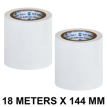 VCR White Floor Marking Tape - 18 Meters in Length 144mm / 06" Width - Waterproof Social Distancing lane Marking Tape for Safety, Hazard and Caution Warnings