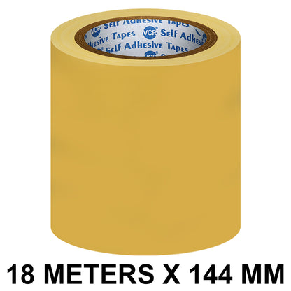 VCR Yellow Floor Marking Tape - 18 Meters in Length 144mm / 06" Width - Waterproof Social Distancing lane Marking Tape for Safety, Hazard and Caution Warnings
