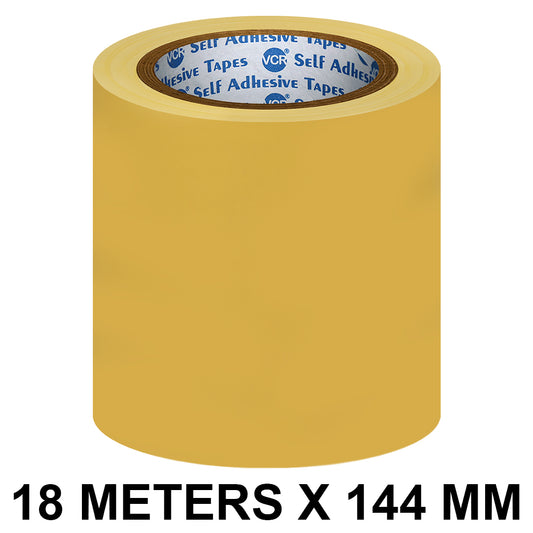 VCR Yellow Floor Marking Tape - 18 Meters in Length 144mm / 06" Width - Waterproof Social Distancing lane Marking Tape for Safety, Hazard and Caution Warnings