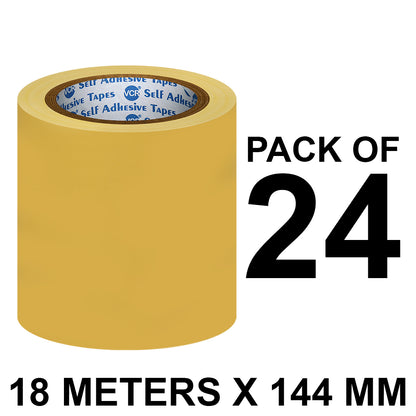 VCR Yellow Floor Marking Tape - 18 Meters in Length 144mm / 06" Width - Waterproof Social Distancing lane Marking Tape for Safety, Hazard and Caution Warnings