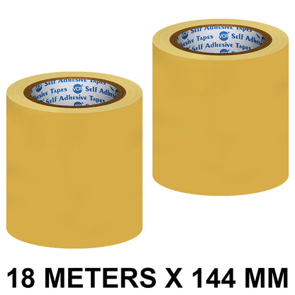 VCR Yellow Floor Marking Tape - 18 Meters in Length 144mm / 06" Width - Waterproof Social Distancing lane Marking Tape for Safety, Hazard and Caution Warnings