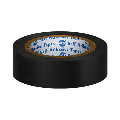 VCR Black Floor Marking Tape - 18 Meters in Length 24mm / 01" Width - Waterproof Social Distancing lane Marking Tape for Safety, Hazard and Caution Warnings