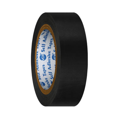 VCR Black Floor Marking Tape - 18 Meters in Length 24mm / 01" Width - Waterproof Social Distancing lane Marking Tape for Safety, Hazard and Caution Warnings