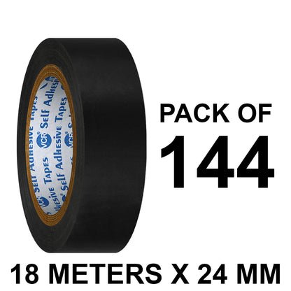 VCR Black Floor Marking Tape - 18 Meters in Length 24mm / 01" Width - Waterproof Social Distancing lane Marking Tape for Safety, Hazard and Caution Warnings