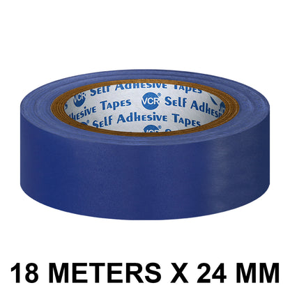 VCR Blue Floor Marking Tape - 18 Meters in Length 24mm / 01" Width - Waterproof Social Distancing lane Marking Tape for Safety, Hazard and Caution Warnings