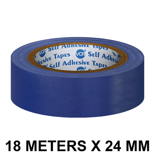 VCR Blue Floor Marking Tape - 18 Meters in Length 24mm / 01" Width - Waterproof Social Distancing lane Marking Tape for Safety, Hazard and Caution Warnings