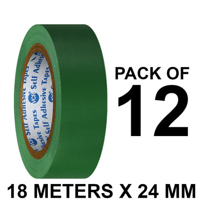 VCR Green Floor Marking Tape - 18 Meters in Length 24mm / 01" Width - Waterproof Social Distancing lane Marking Tape for Safety, Hazard and Caution Warnings