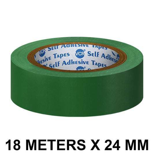 VCR Green Floor Marking Tape - 18 Meters in Length 24mm / 01" Width - Waterproof Social Distancing lane Marking Tape for Safety, Hazard and Caution Warnings
