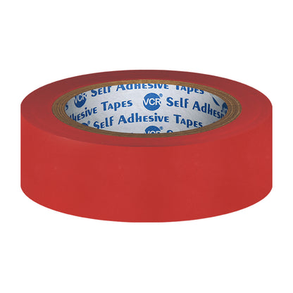 VCR Red Floor Marking Tape - 18 Meters in Length 24mm / 01" Width - Waterproof Social Distancing lane Marking Tape for Safety, Hazard and Caution Warnings