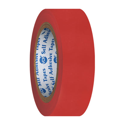 VCR Red Floor Marking Tape - 18 Meters in Length 24mm / 01" Width - Waterproof Social Distancing lane Marking Tape for Safety, Hazard and Caution Warnings